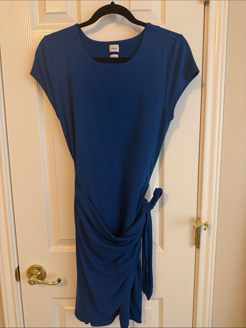 Aritzia Royal Blue Midi Dress with Side Knot